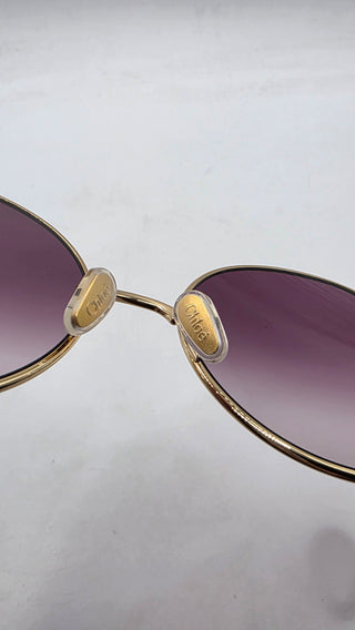 Chloe Goldtone Metal Oversized Round Logo Sunglasses - CH0329S
