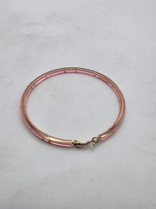 Chanel Pink Strass Resin CC Logo Hoop Earrings