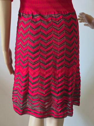 M Missoni Red Striped Long-sleeved Dress US 4 sz