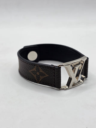 Louis Vuitton Brown leather LV Monogram Hockenheim Wrap Bracelet