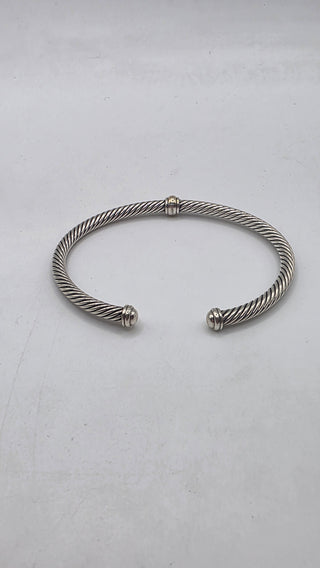 David Yurman Sterling Silver Classic Cable Gold Station Cuff Bracelet