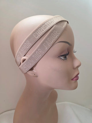 Christian Dior Beige Elastic J'Adior Monogram Headband
