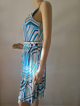 Emilio Pucci Blue Multicolor Printed Mini Summer Dress M sz