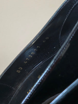 Yves Saint Laurent Black Patent Leather Opyum Monogramme Heels 40 sz