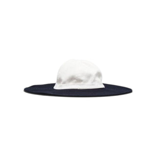 Chanel Navy Blue White Cotton Interlocking CC Hat Size 58