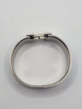 Hermès Blue Enamel Palladium-Plated Clic Clac H bracelet PM