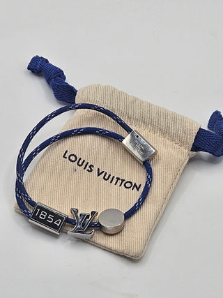 Louis Vuitton Blue Silvertone LV Charm Fluo Neon Adjustable Bracelet