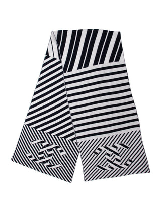 Chanel Blue White Cashmere Interlocking CC Logo Scarf