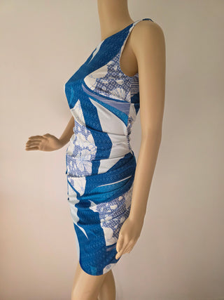 Emilio Pucci Blue Multicolor Signature Print Summer Dress 6 sz