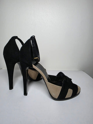 Hermès Beige Black Premiere H Logo D'Orsay Pumps 39 sz