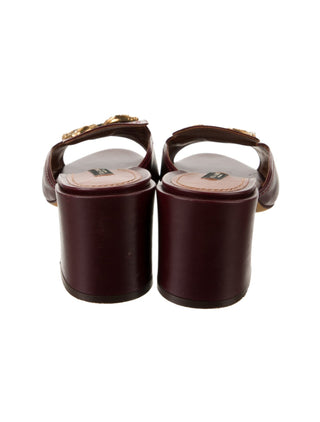 Dolce & Gabbana Brown leather Gold-tone DG Logo charm sandals 41 sz