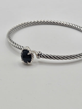 David Yurman Sterling Silver Onyx Châtelaine Bangle Hook Bracelet