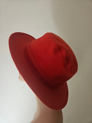 Eye catching Hermès Red Cotton Fedora Hat 58 sz