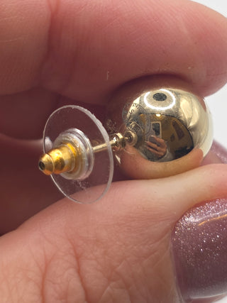 Chanel Gold-tone Interlocking CC Stud Round Earrings