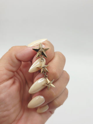 Chanel Gold-tone Interlocking CC Star Drop Earrings