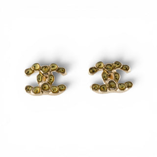 Chanel Gold-tone Interlocking CC logo stud earrings