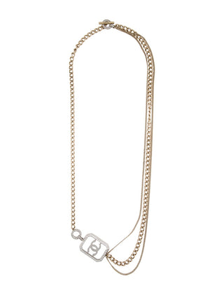 Chanel Strass Interlocking CC Gold-tone Long Station Necklace