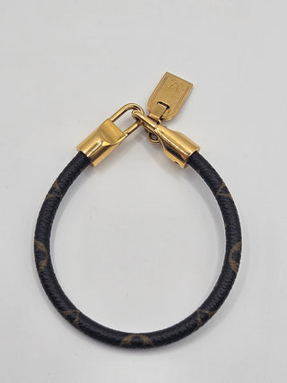 Louis Vuitton Brown Leather LV Monogram Luck It charm Bracelet