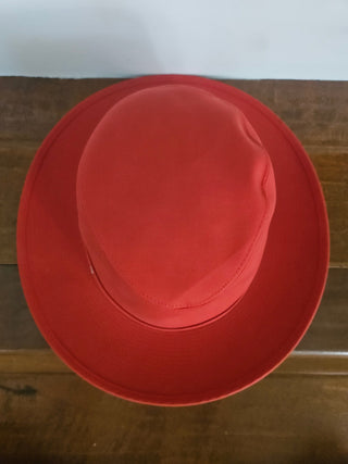 Eye catching Hermès Red Cotton Fedora Hat 58 sz