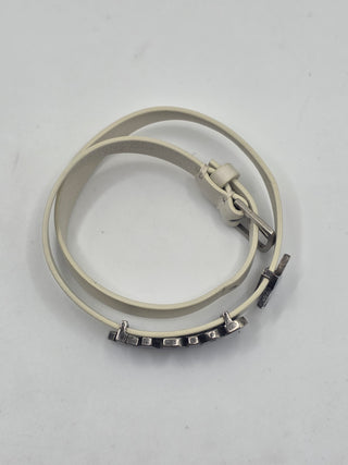 Christian Dior White Leather Wrap Crystal J'Adior Bracelet