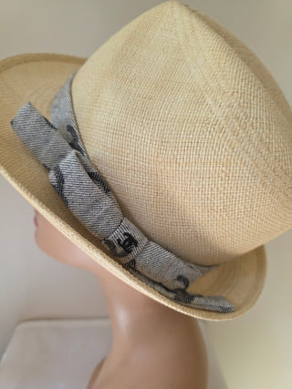 Chanel Beige 2022 Interlocking CC Raffia Fedora Hat S sz