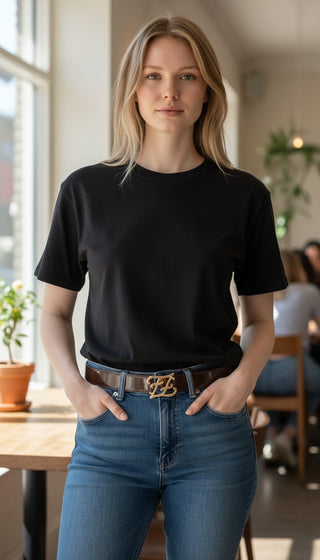 Fendi Brown Patent Leather FF Logo Buckle Belt S sz NWT