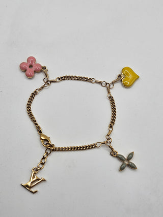 Louis Vuitton Gold-tone Sweet LV Monogram Enamel Charm Bracelet