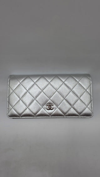 Chanel Silver-tone Interlocking CC Yen Wallet Bifold Wallet