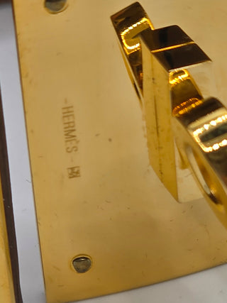 Hermès Brown Leather Gold Plated Kelly Dog Wrap Bracelet