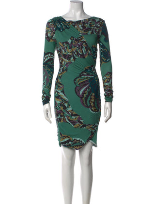 Emilio Pucci Green Multicolor Paisley Print Mini Dress 40 sz