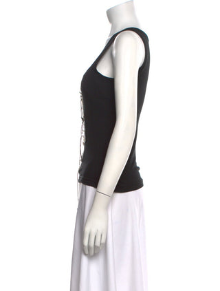 Louis Vuitton Black LV Charm 2007 Graphic Print Top M sz