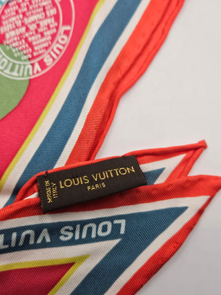 Louis Vuitton Pink Multicolor LV Monogram Printed Silk Scarf