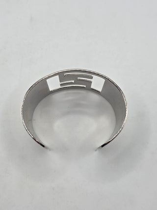 Fendi Silver-tone FF Cutout Logo Wide Cuff