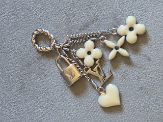 Louis Vuitton Silver-tone Sweet Monogram Enamel LV Logo Charms Pendant