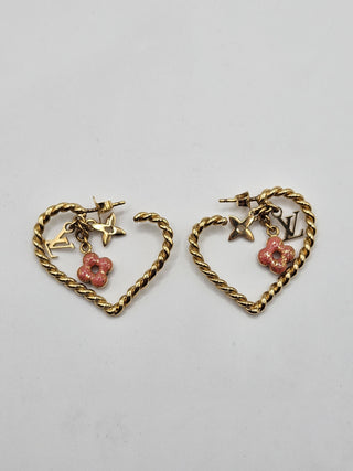 Louis Vuitton Gold-tone Sweet Monogram In My Heart Hoop Earrings