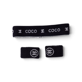 Chanel Multicolor CC Logo Coco Headband & Wristband Set