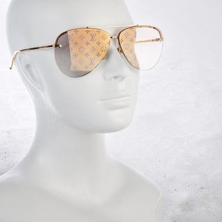 Louis Vuitton Gold-tone LV Monogram Aviator Sunglasses