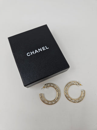 Chanel Gold-tone 2019 Interlocking CC Logo hoop earrings