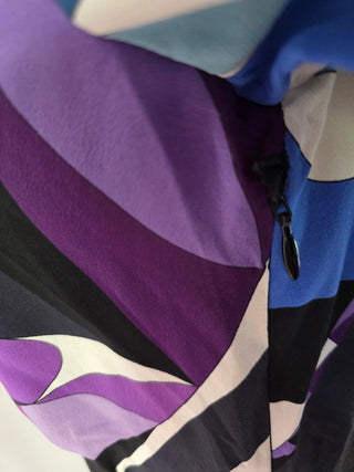 Emilio Pucci Blue purple multicolor signature print long-sleeved dress 6 sz