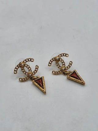 Chanel Faux Pearl Resin Intrecciato Drop Earrings