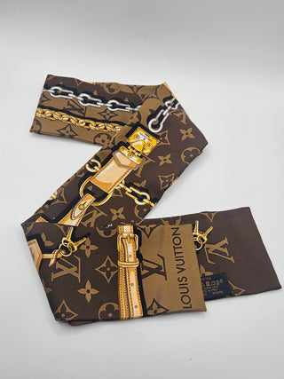 Louis Vuitton Brown LV Monogram Confidential Silk Scarf