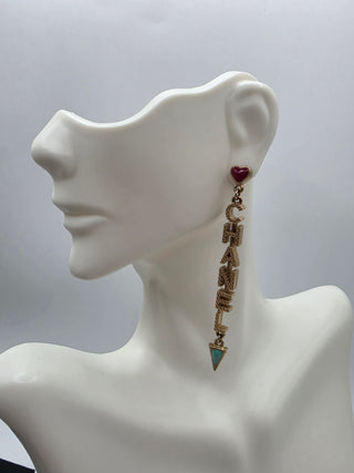 Chanel Gold-tone Faux Pearl & Enamel 'Coco Chanel' Drop Earrings