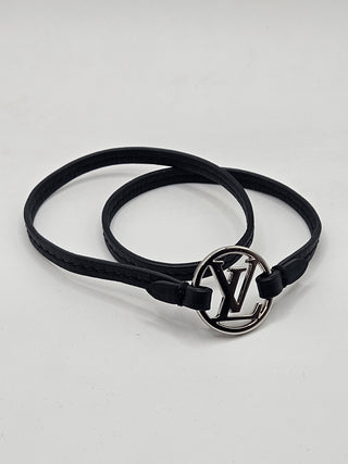 Louis Vuitton Black Leather LV Charm Double Wrap Bracelet