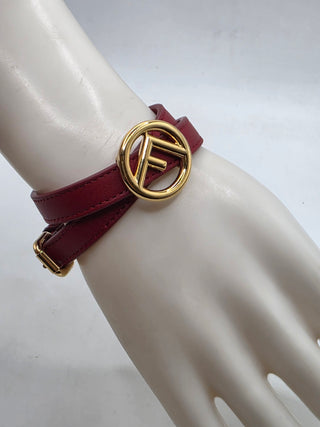 Fendi Red Leather F Is Fendi Double Wrap Bracelet