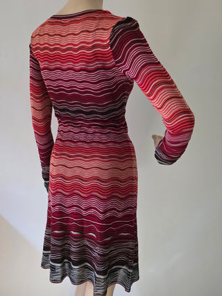 Missoni Red Multicolor Striped Knee-Length Dress XS sz