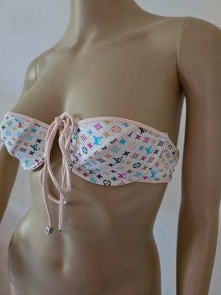 Louis Vuitton White Multicolore 2013 LV Printed Bikini w/ Tags 6 sz