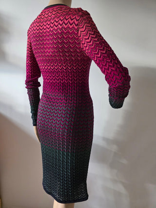 Missoni Red Multicolor long-sleeved striped dress 38 sz