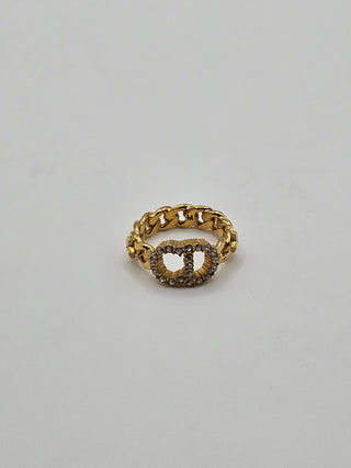 Christian Dior Gold-tone Crystal Clair D Lune Band Ring Size: 6