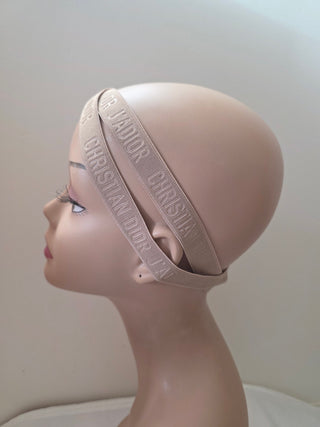 Christian Dior Beige Elastic J'Adior Monogram Headband