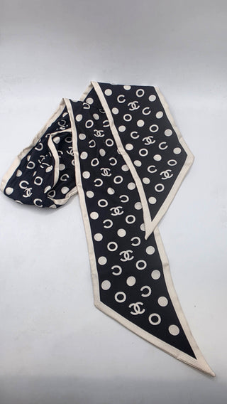 Chanel 2022 Polka Dot CC Hair Scrunchie